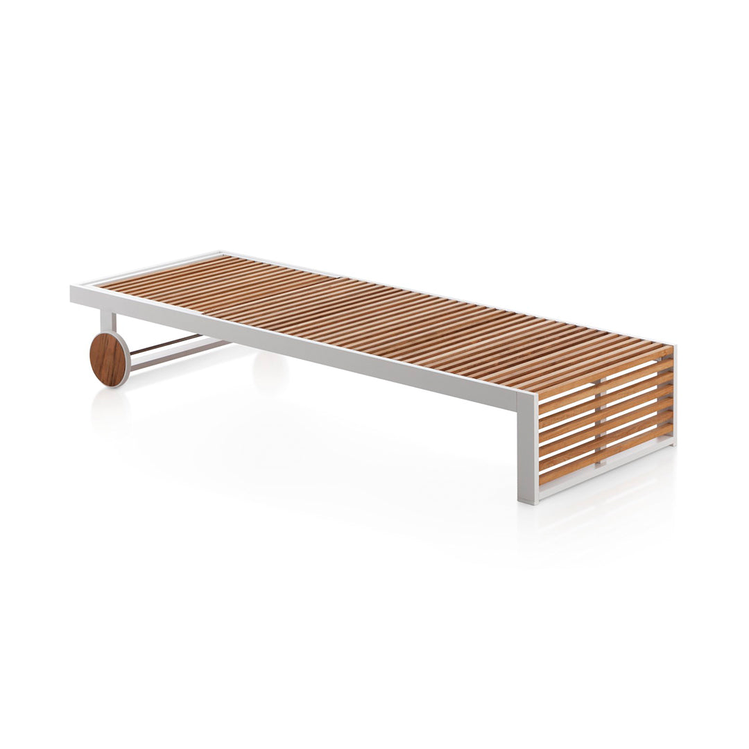 OUTDOOR FLOOR TEAK CHAISE LOUNGE