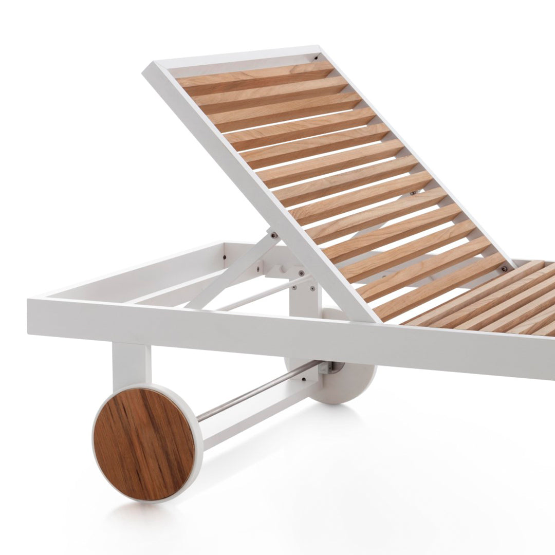 OUTDOOR FLOOR TEAK CHAISE LOUNGE
