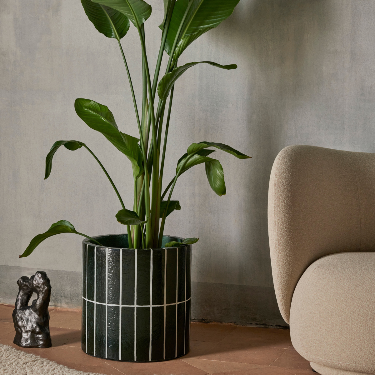 PILLAR PLANT POT - DARK GREEN