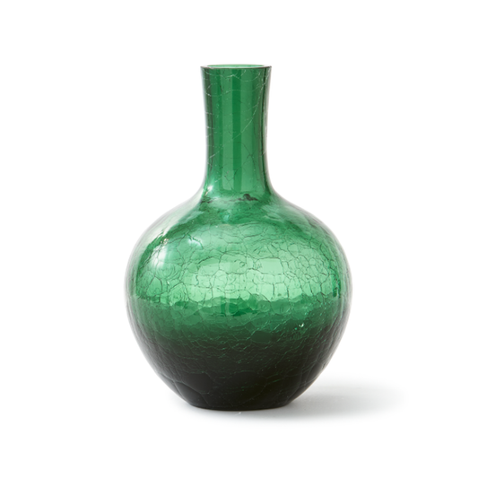 CRACKLED GLASS BALL BODY VASE - S