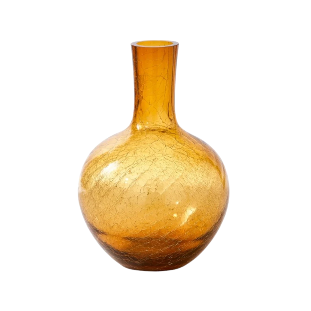 CRACKLED GLASS BALL BODY VASE - S