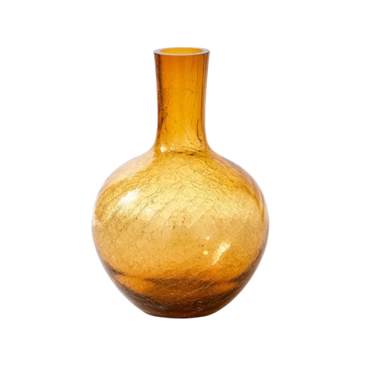 CRACKLED GLASS BALL BODY VASE - S